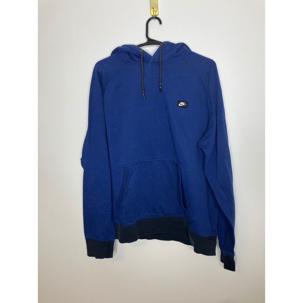 Nike Hoodie Mens Large Blue Excellent Raglan Pullover Sportswear Sweatshirt
